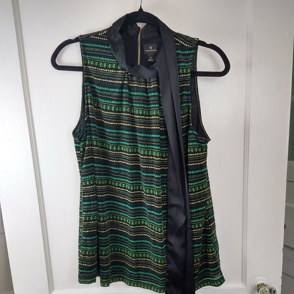 Patterned Sleeveless Lined Top with Connected Scarf by Worthington - Picture 8 of 10